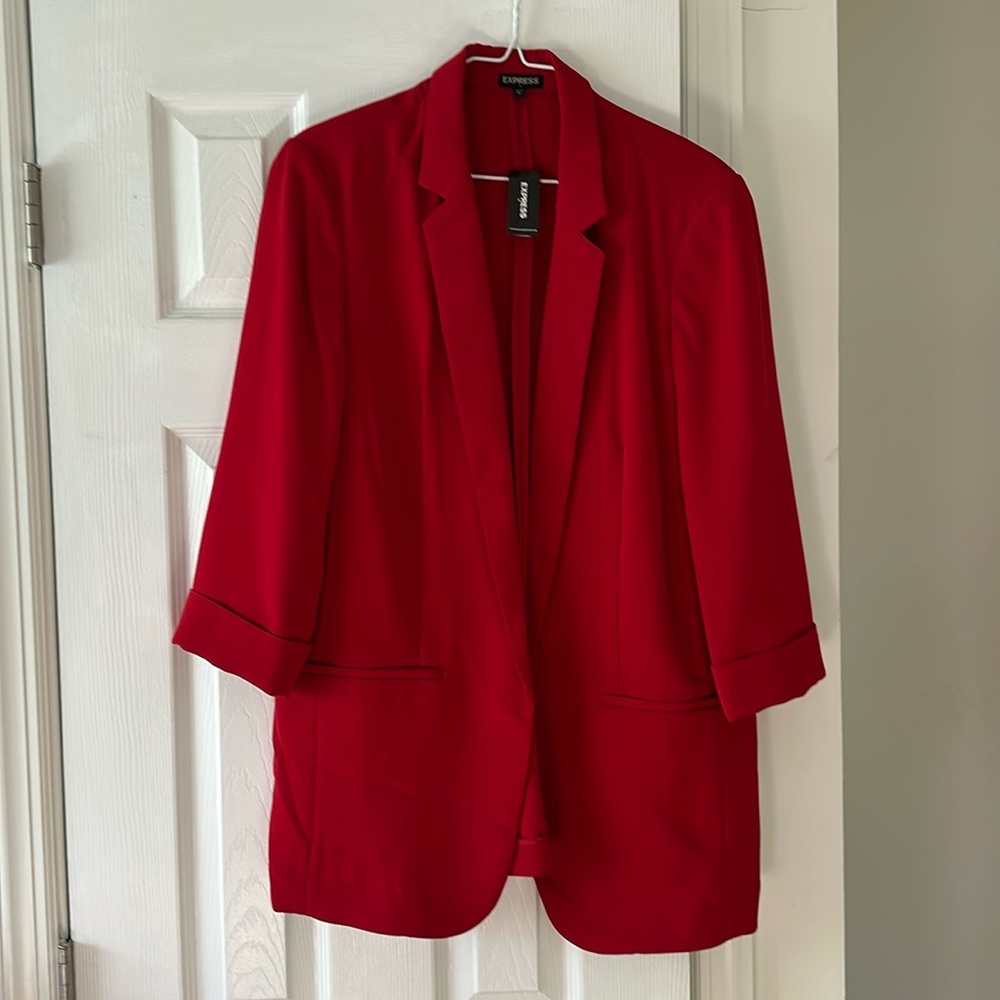 Women’s size large Express red blazer with quarter length sleeves